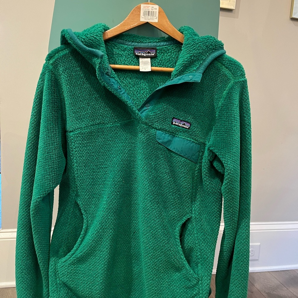 Patagonia Re-Tool Fleece Hoodie Kelly Green, Women’s M